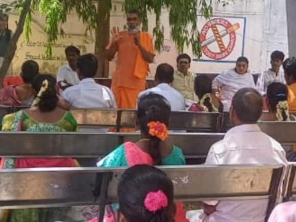 Guru Purnima program at Saraswati Vidyalaya Higher Secondary Matriculation School, Alandur